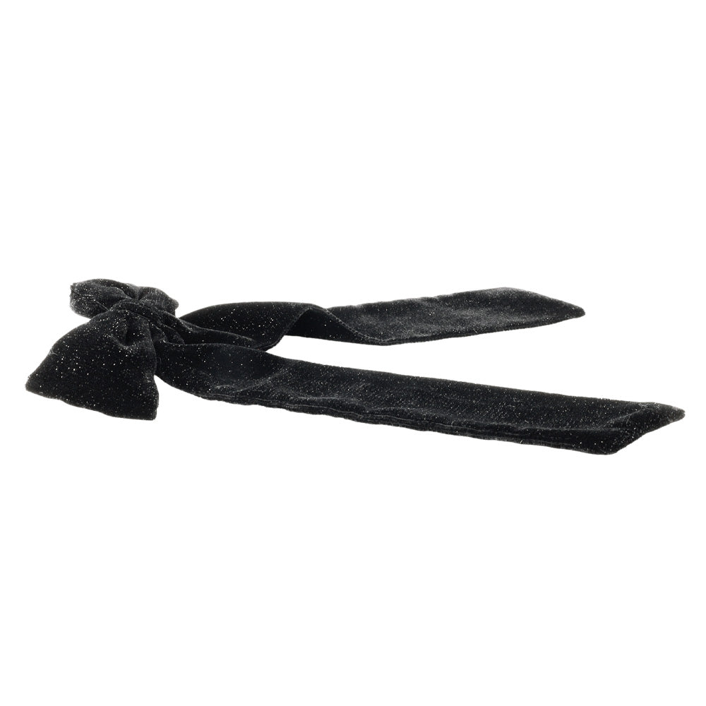 Glittery Velvet Long Tail Bow Barrette