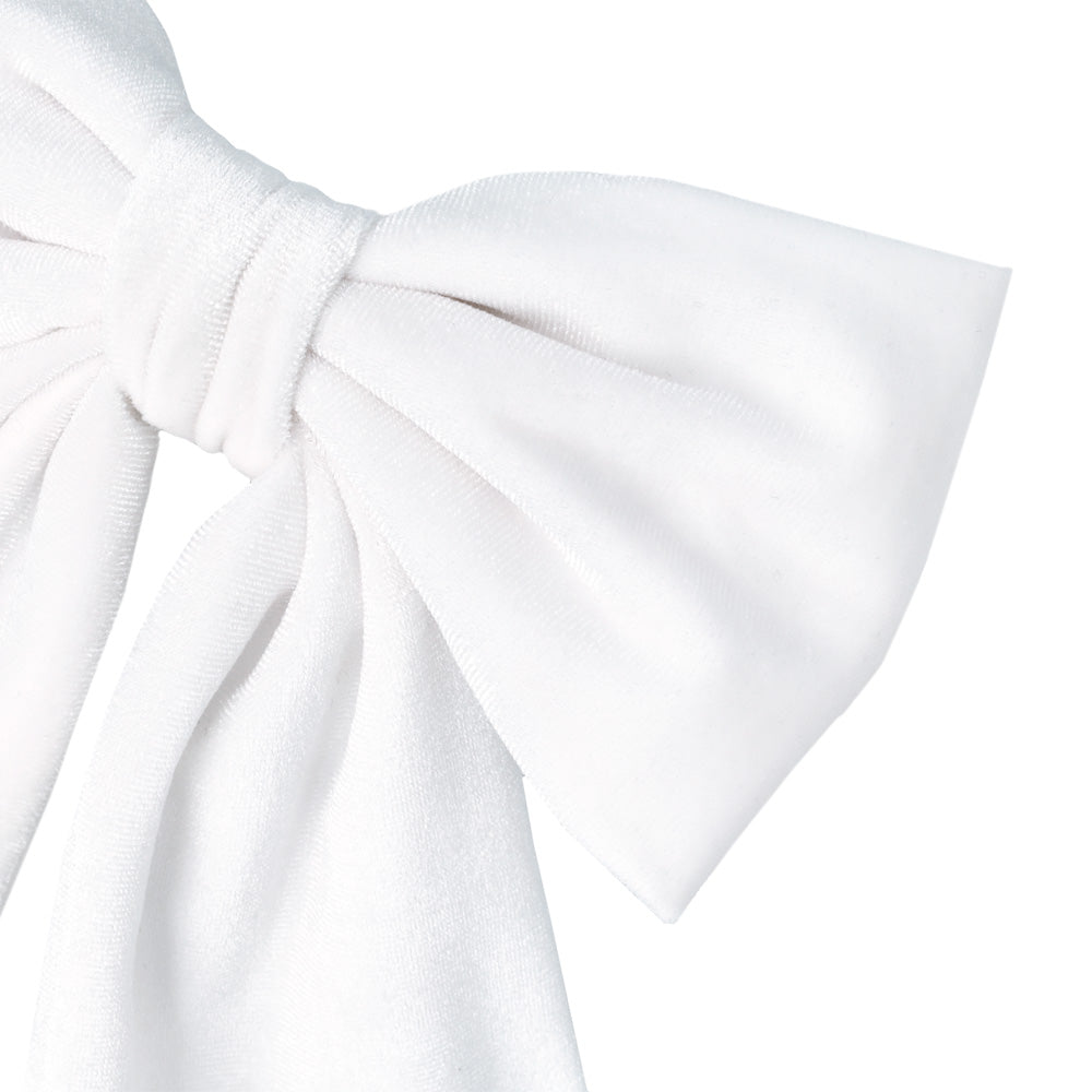 White Velvet Bow Barrette