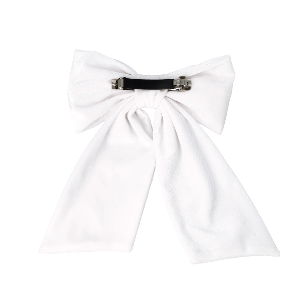 White Velvet Bow Barrette