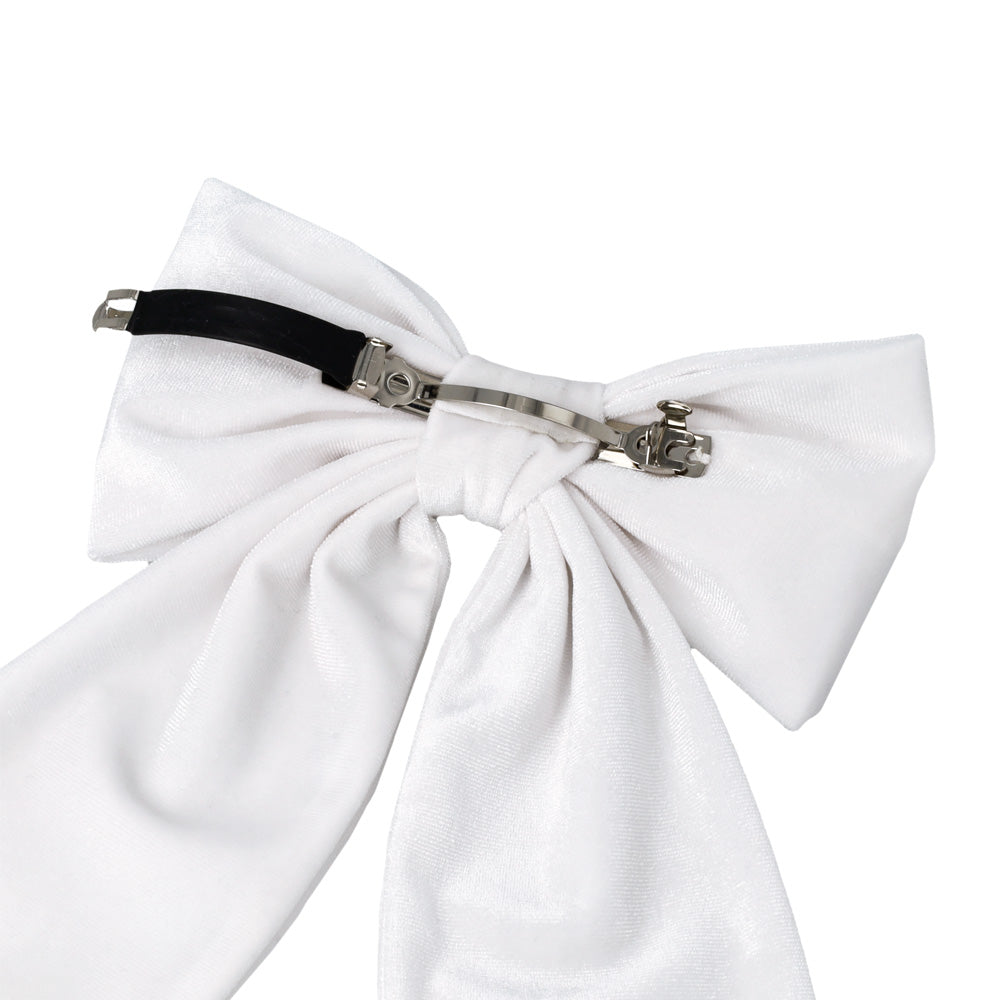 White Velvet Bow Barrette