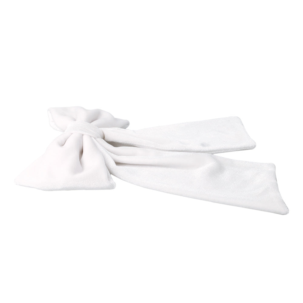 White Velvet Bow Barrette