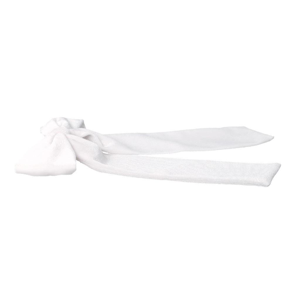 White Velvet Long Tail Bow Barrette