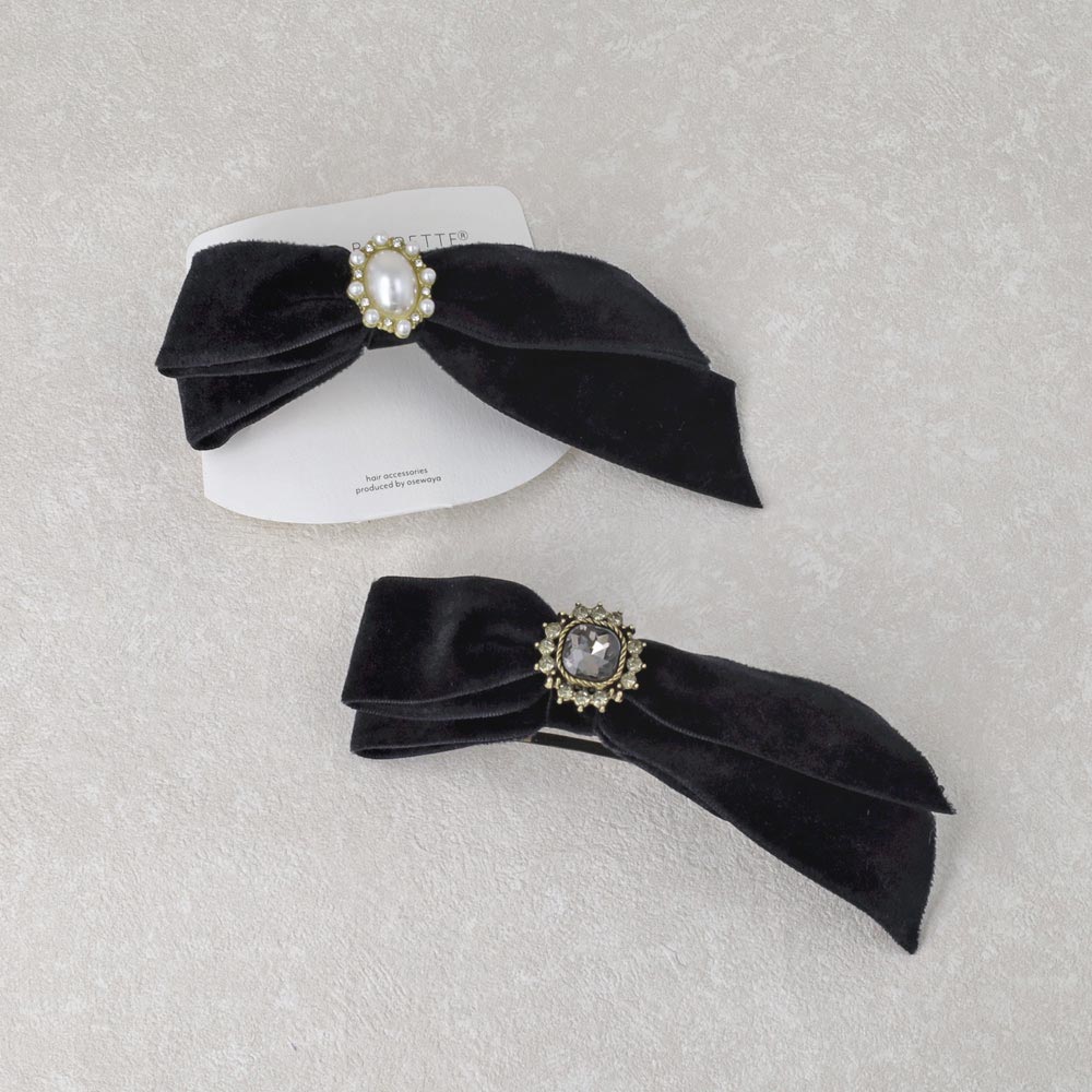 Asymmetrical Velvet Bow Barrette