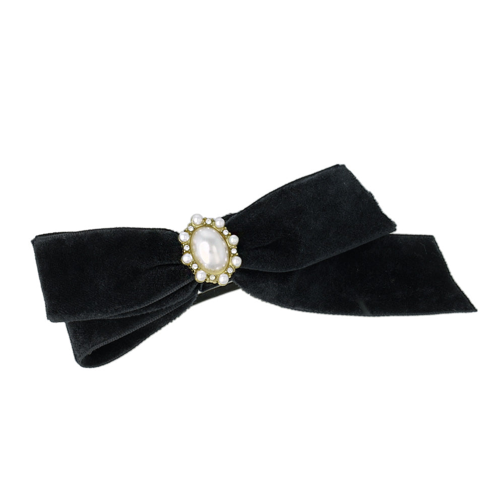 Asymmetrical Velvet Bow Barrette