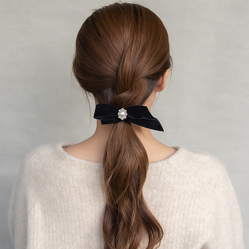 Asymmetrical Velvet Bow Barrette