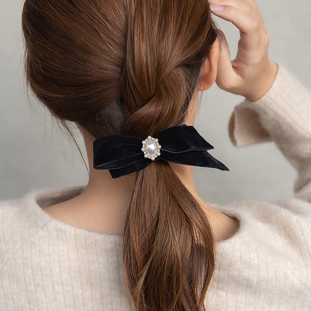 Asymmetrical Velvet Bow Barrette