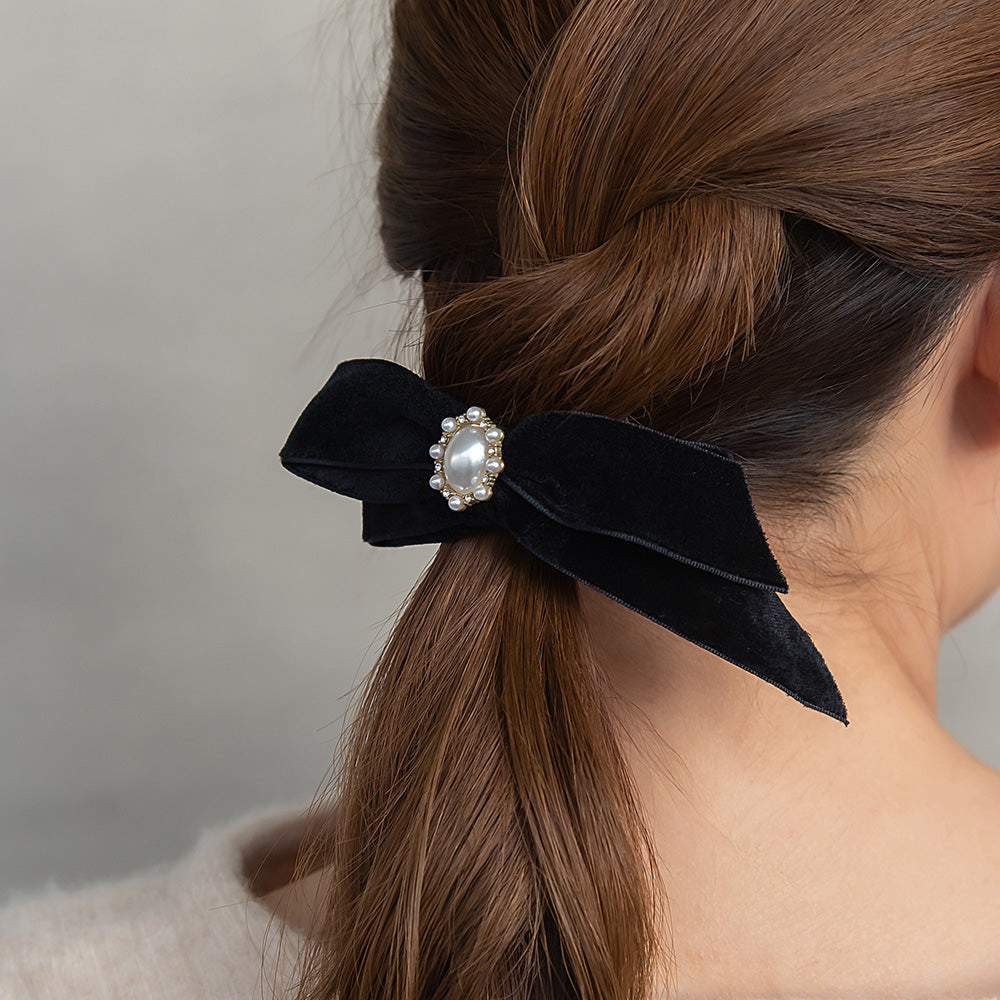 Asymmetrical Velvet Bow Barrette