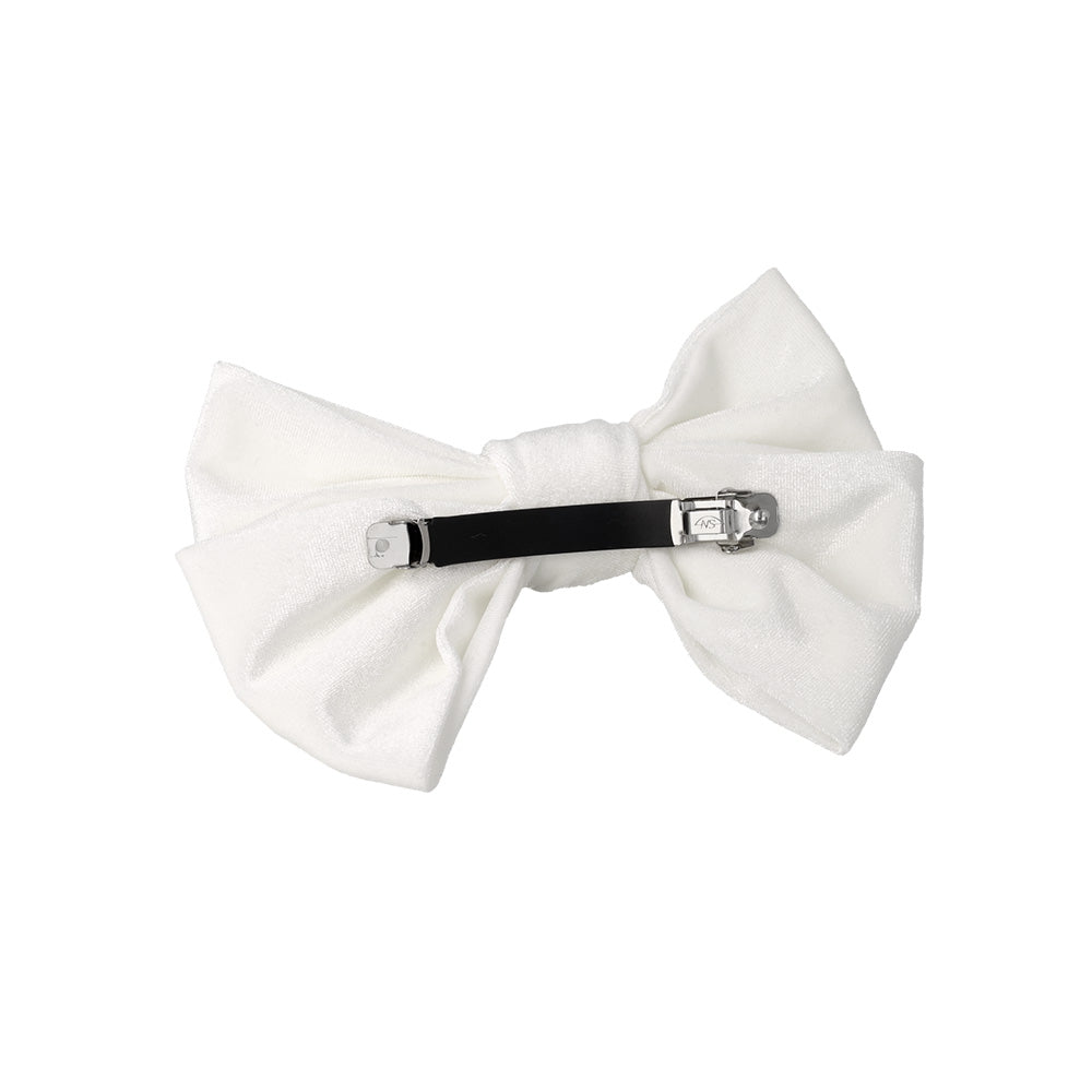 White Velvet Bow Hair Barrette