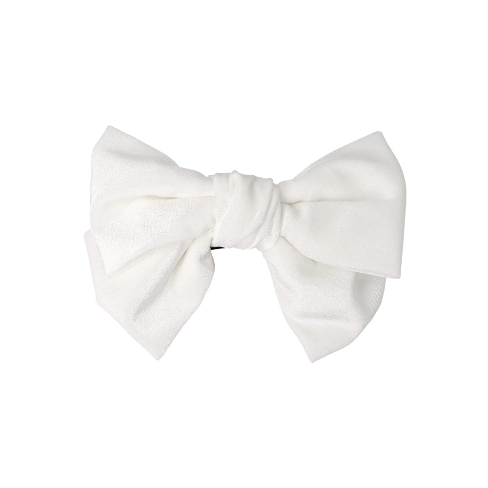 White Velvet Bow Hair Barrette