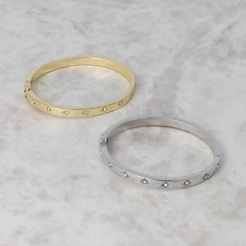 Star Studded Hinge Bangle