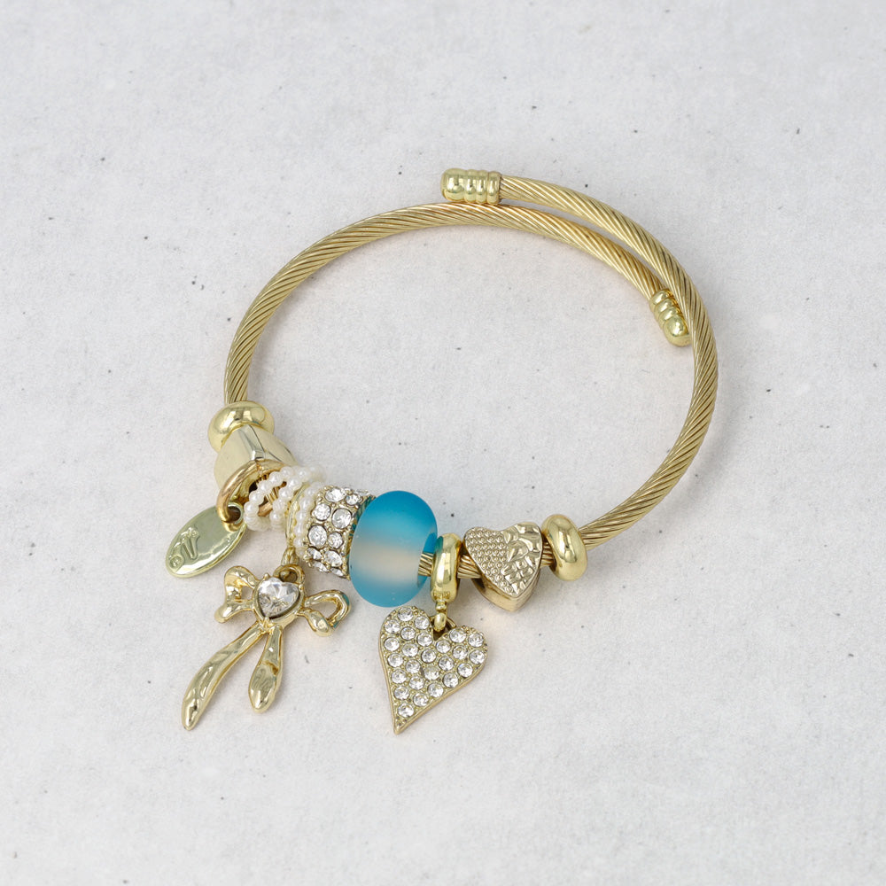 Multi Charm Wire Wrap Bracelet