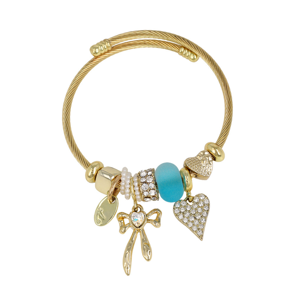 Multi Charm Wire Wrap Bracelet
