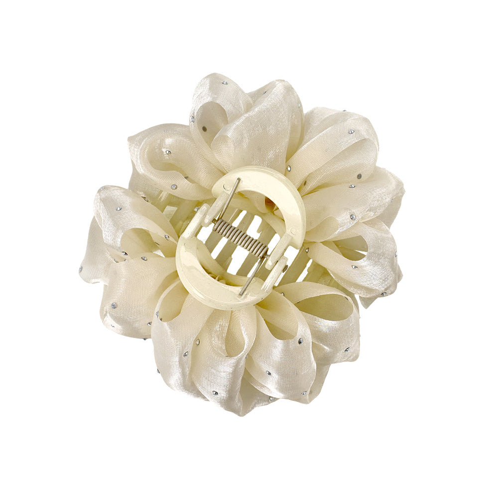 Sheer Ruffle Metallic Dot Hair Clip