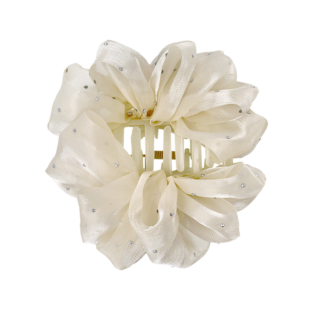 Sheer Ruffle Metallic Dot Hair Clip