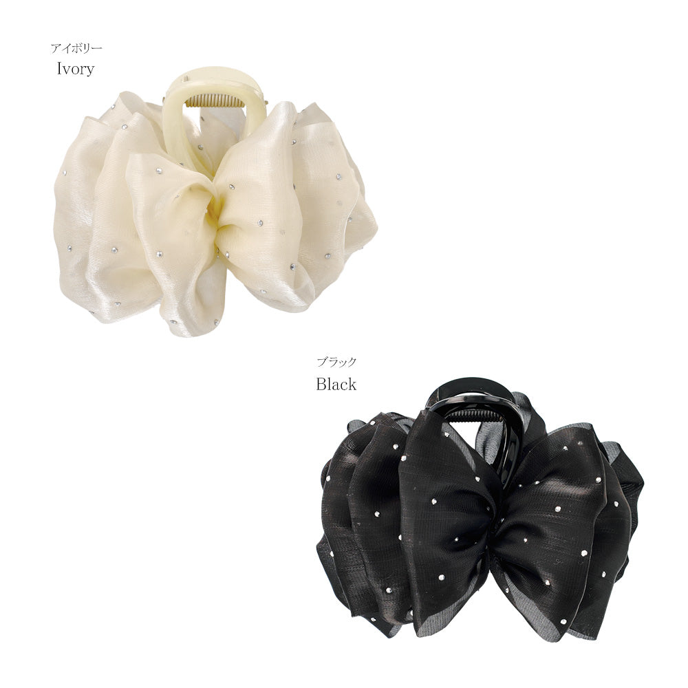 Sheer Ruffle Metallic Dot Hair Clip