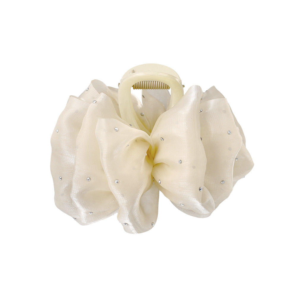 Sheer Ruffle Metallic Dot Hair Clip