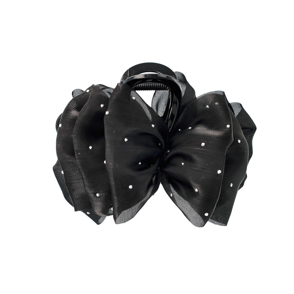 Sheer Ruffle Metallic Dot Hair Clip
