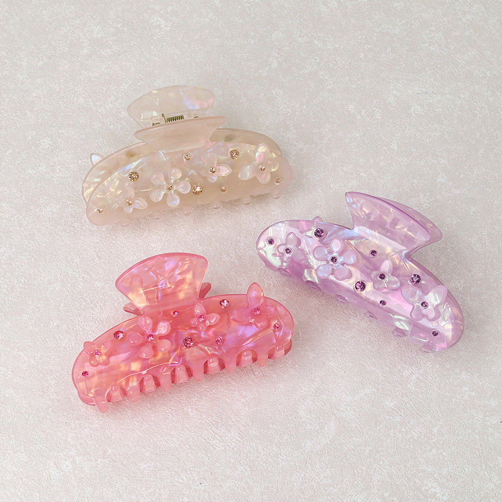 Iridescent Flower& Butterfly Hair Claw