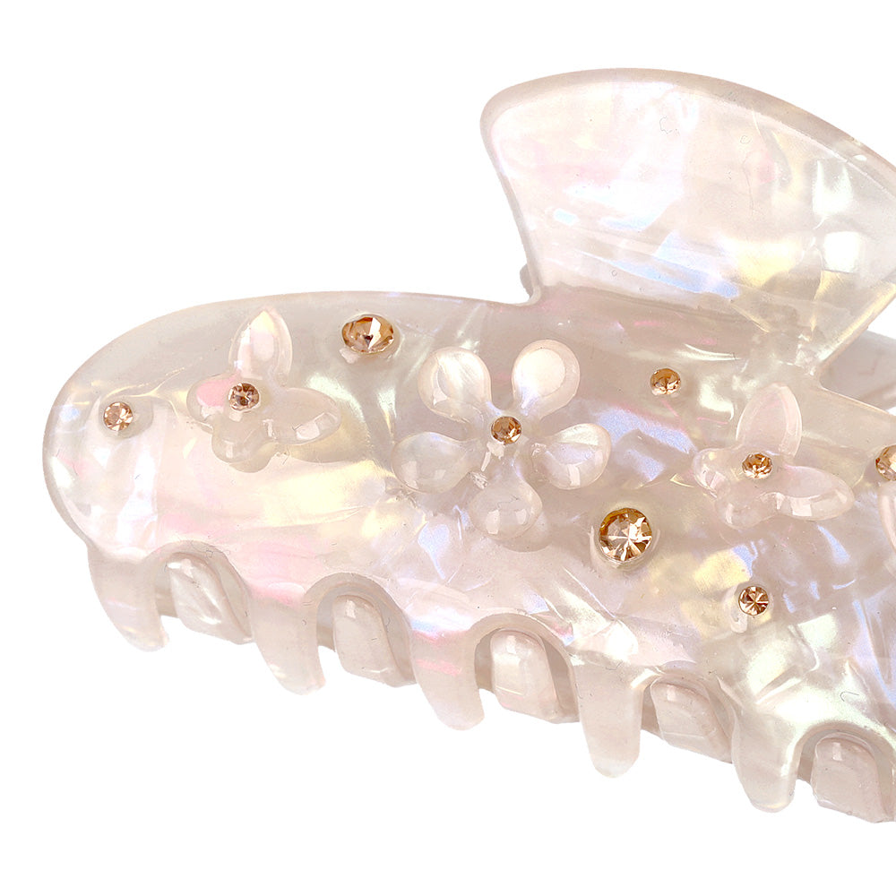 Iridescent Flower& Butterfly Hair Claw