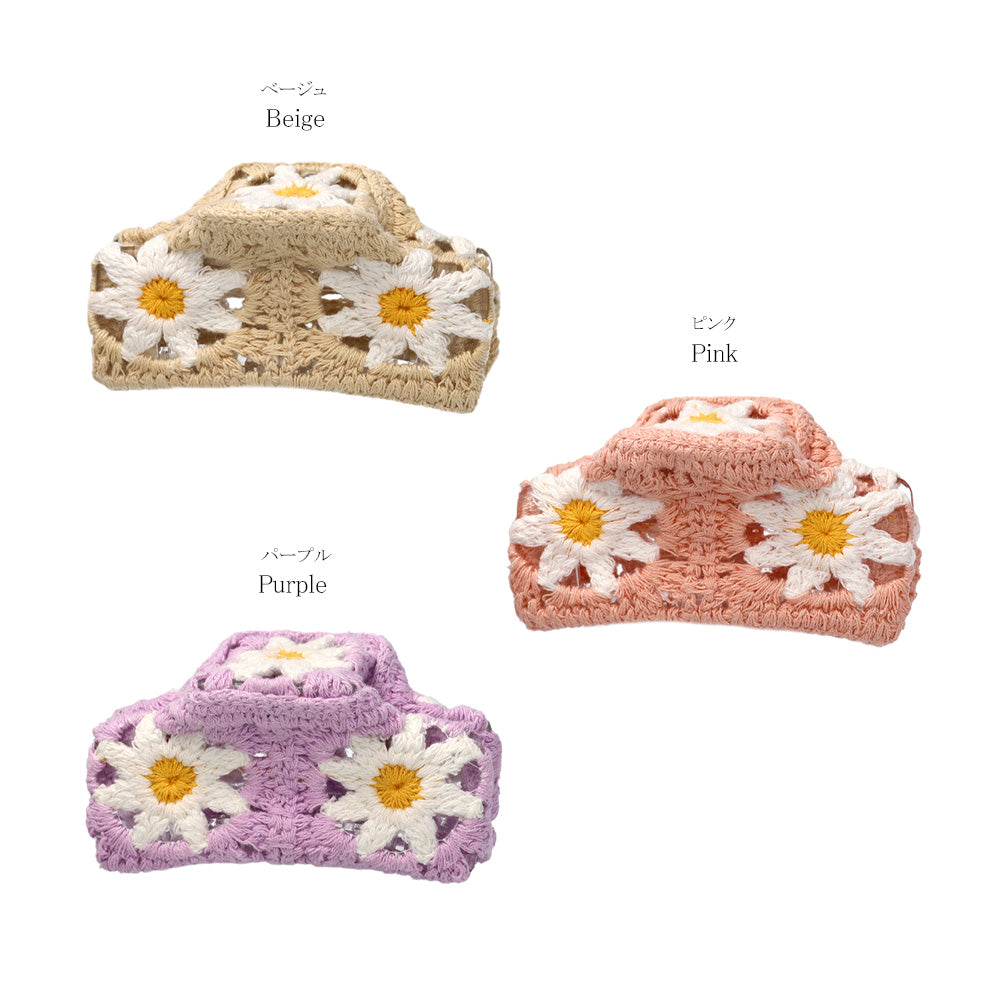 Floral Knit Hair Claw