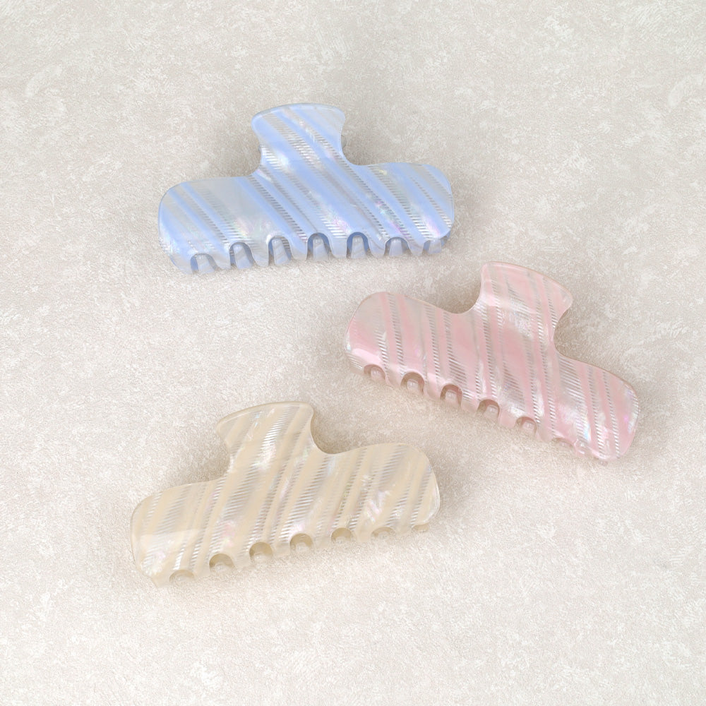 Striped Rectangle Hair Claw - osewaya