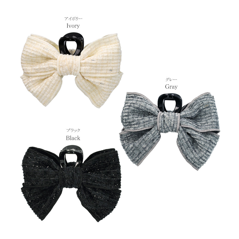 Big Tweed Bow Hair Claw