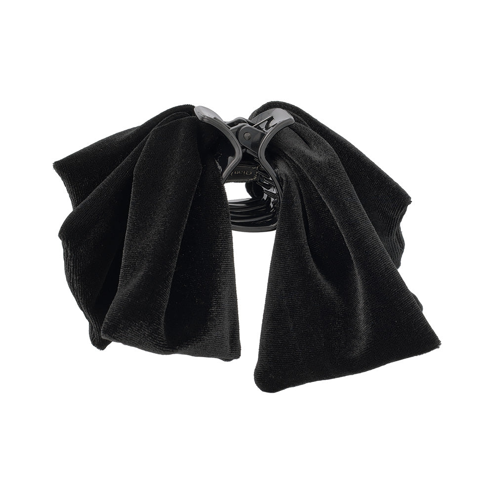Layered Black Velour Bow Hair Clip
