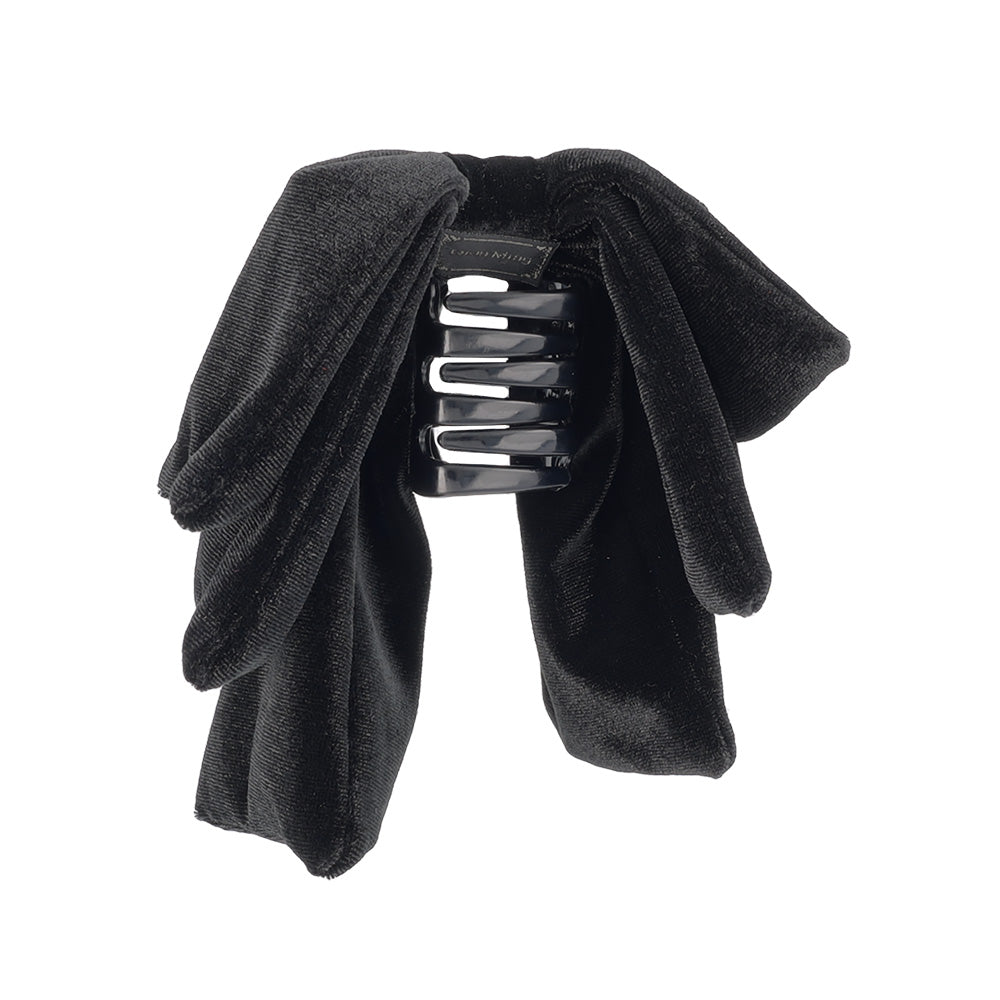 Layered Black Velour Bow Hair Clip