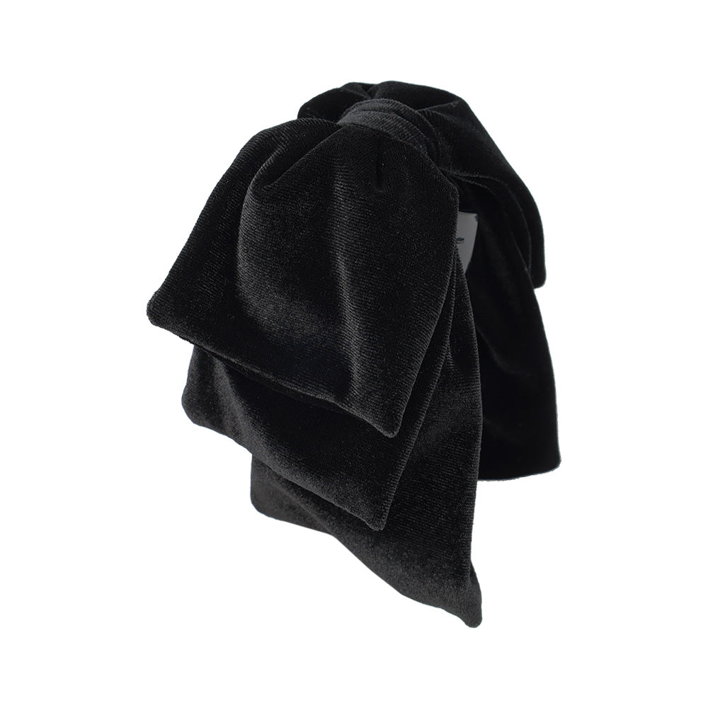 Layered Black Velour Bow Hair Clip