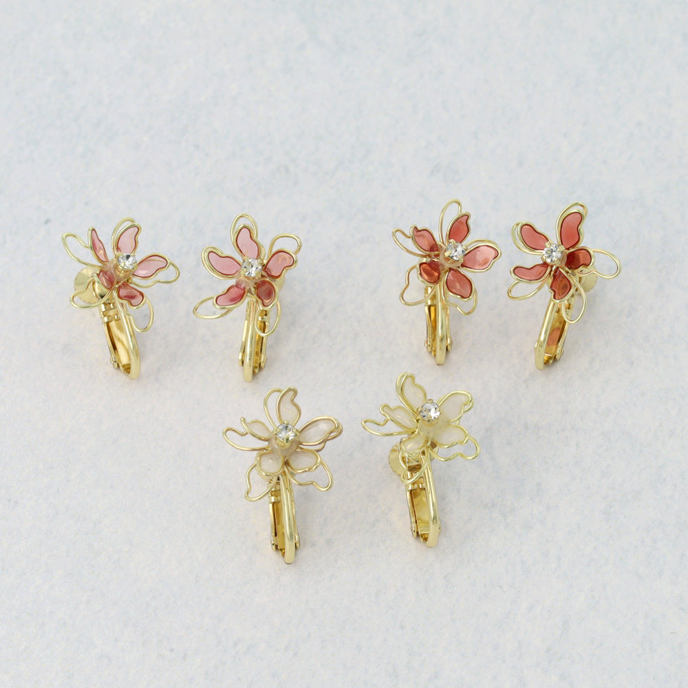 Layered Wire Flower Clip Ons