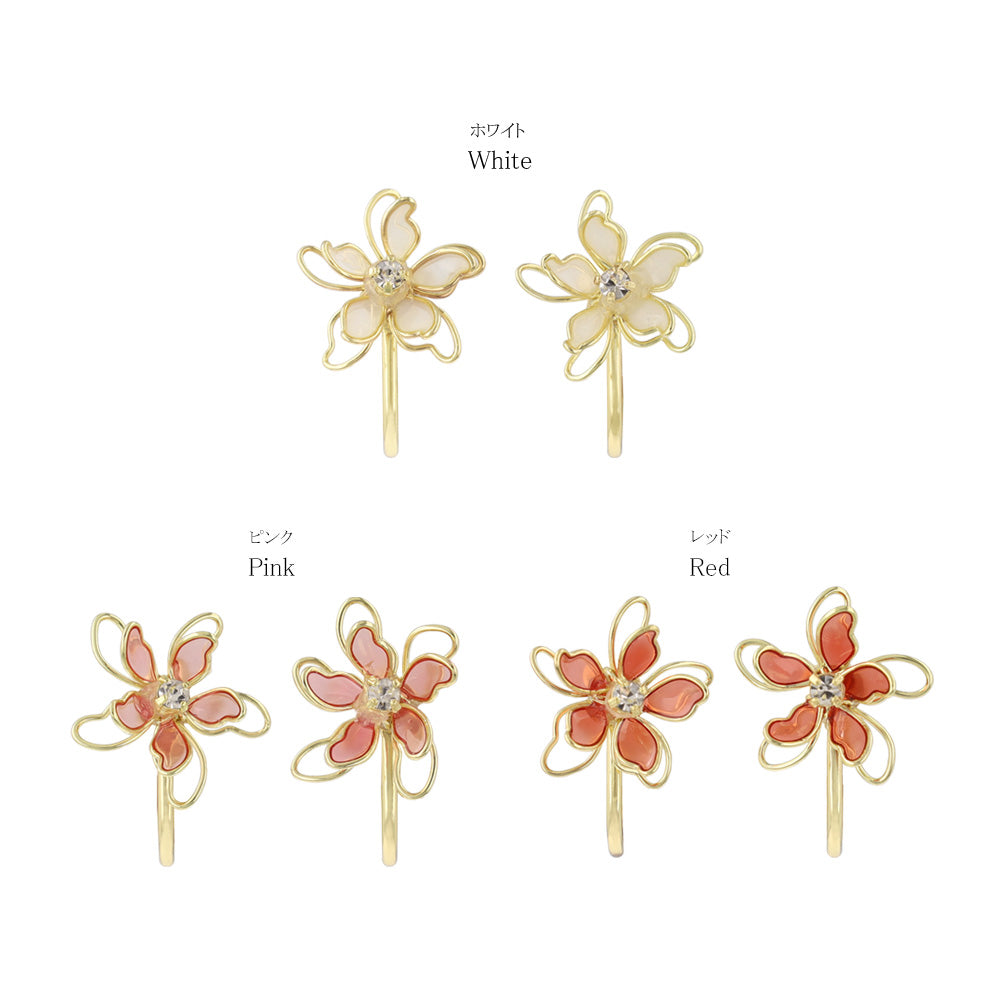 Layered Wire Flower Clip Ons