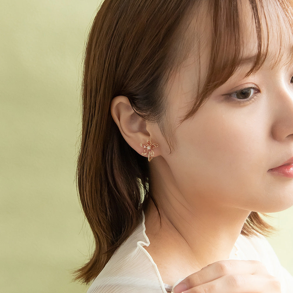 Layered Wire Flower Clip Ons