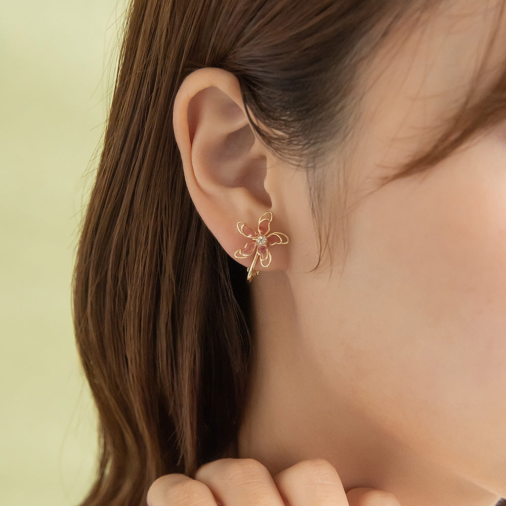 Layered Wire Flower Clip Ons