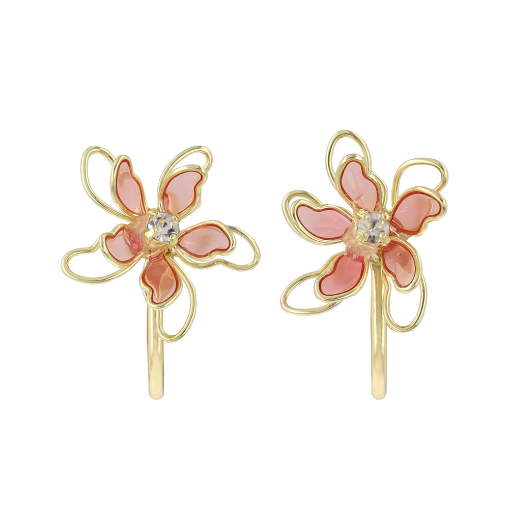 Layered Wire Flower Clip Ons