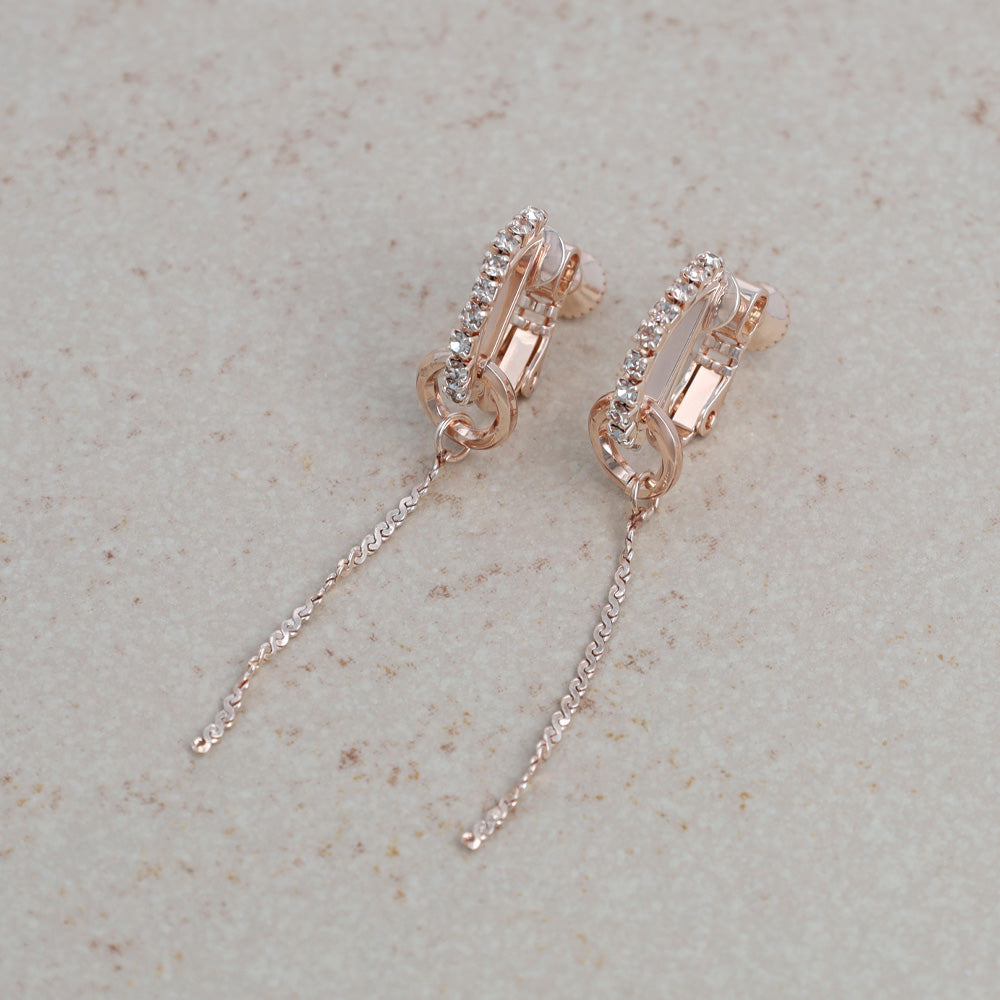Rose Silver Long Chain Clip Ons