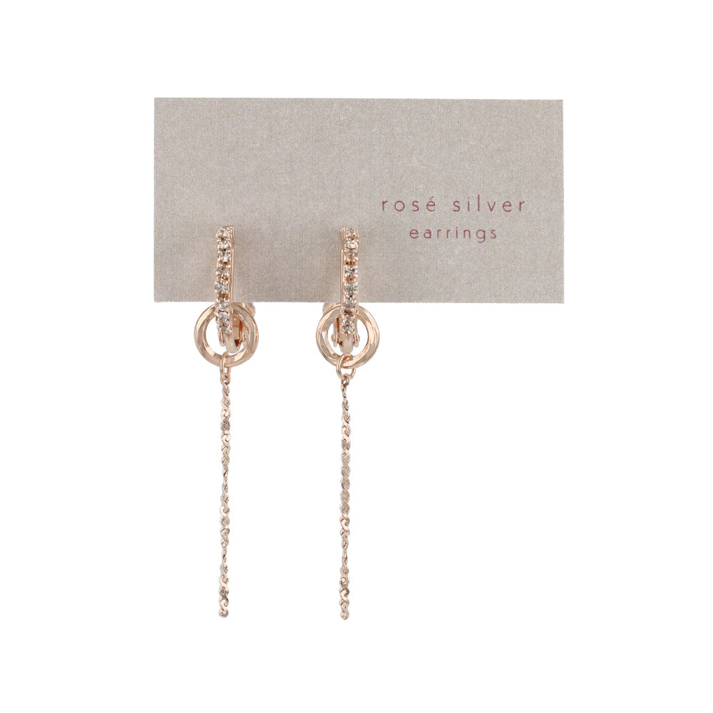 Rose Silver Long Chain Clip Ons