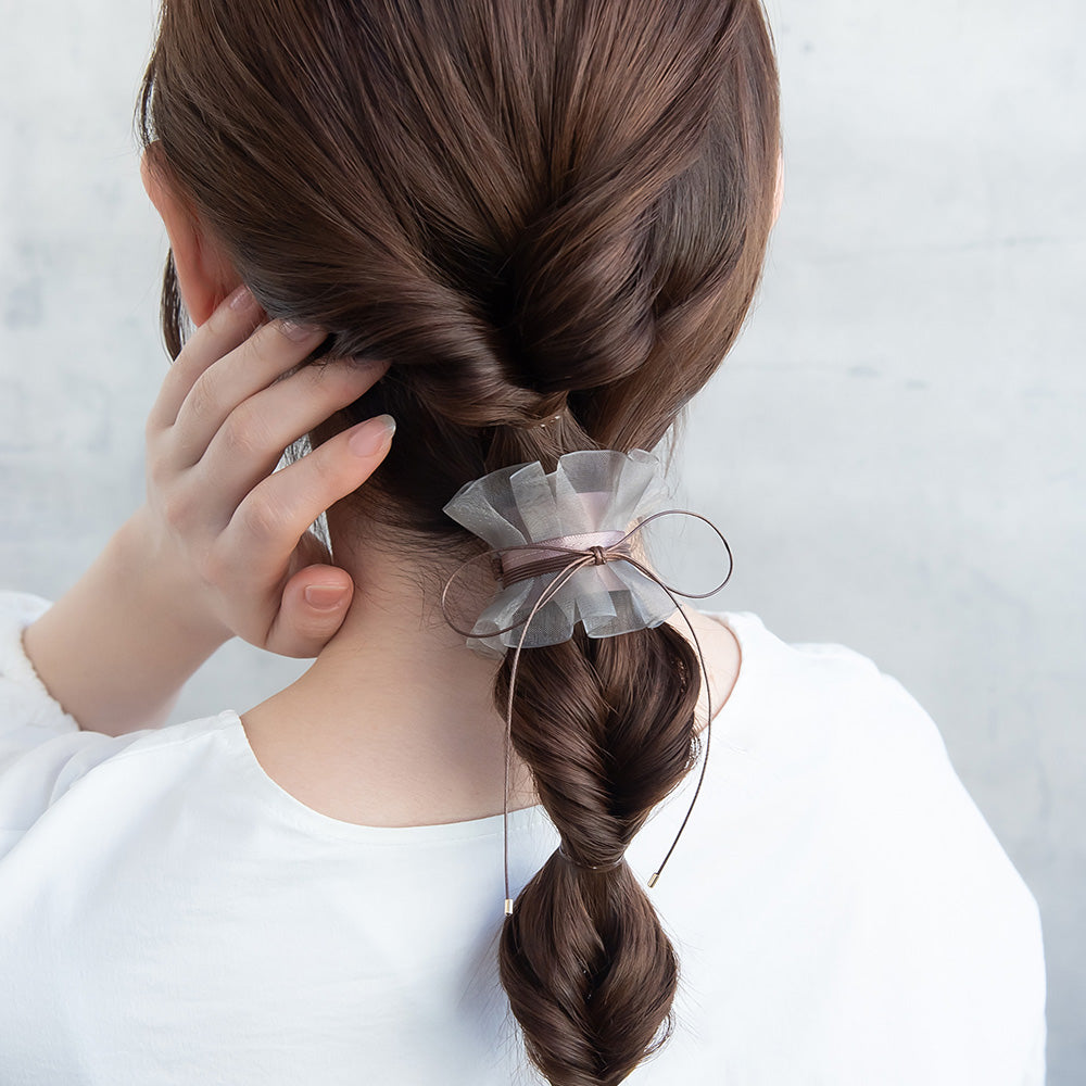 Sheer Ribbon Snap Band Pony Hook - osewaya