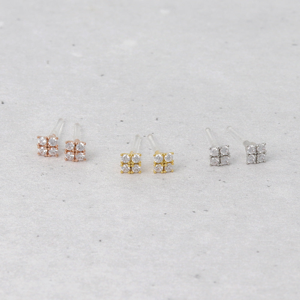 Tiny Rhombus CZ Plastic Earrings