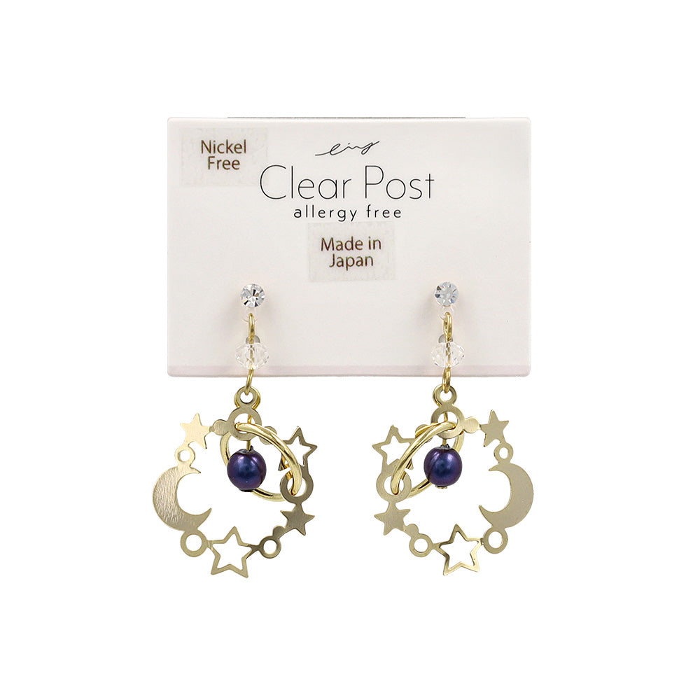 Space Ring & Blue Sphere Plastic Earrings