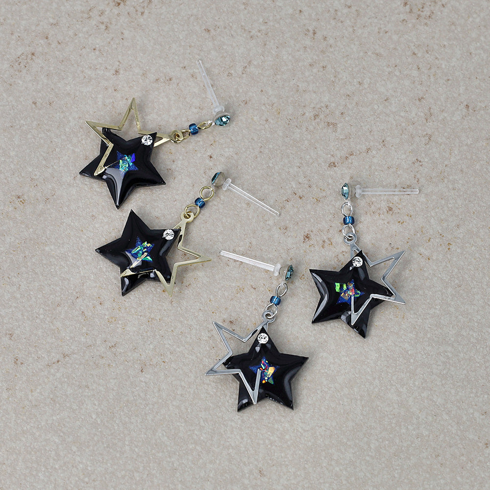 Double Star Drop Plastic Earrings