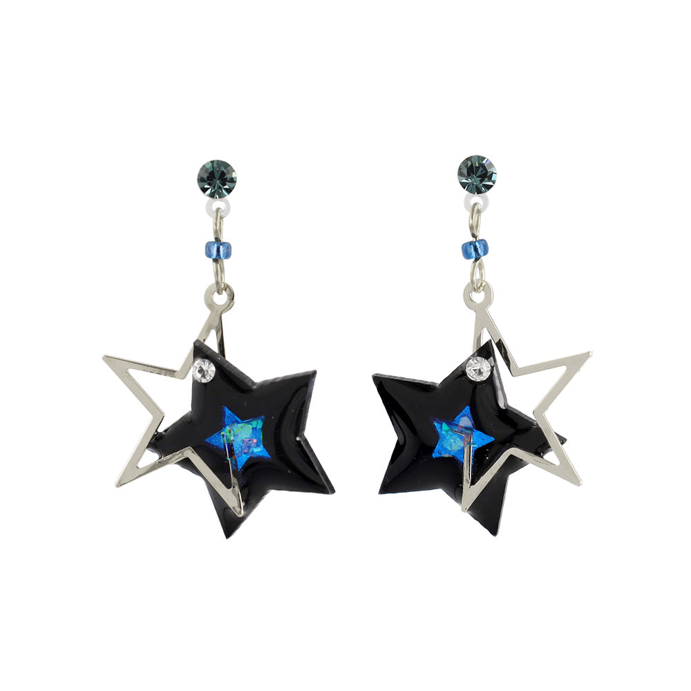 Double Star Drop Plastic Earrings