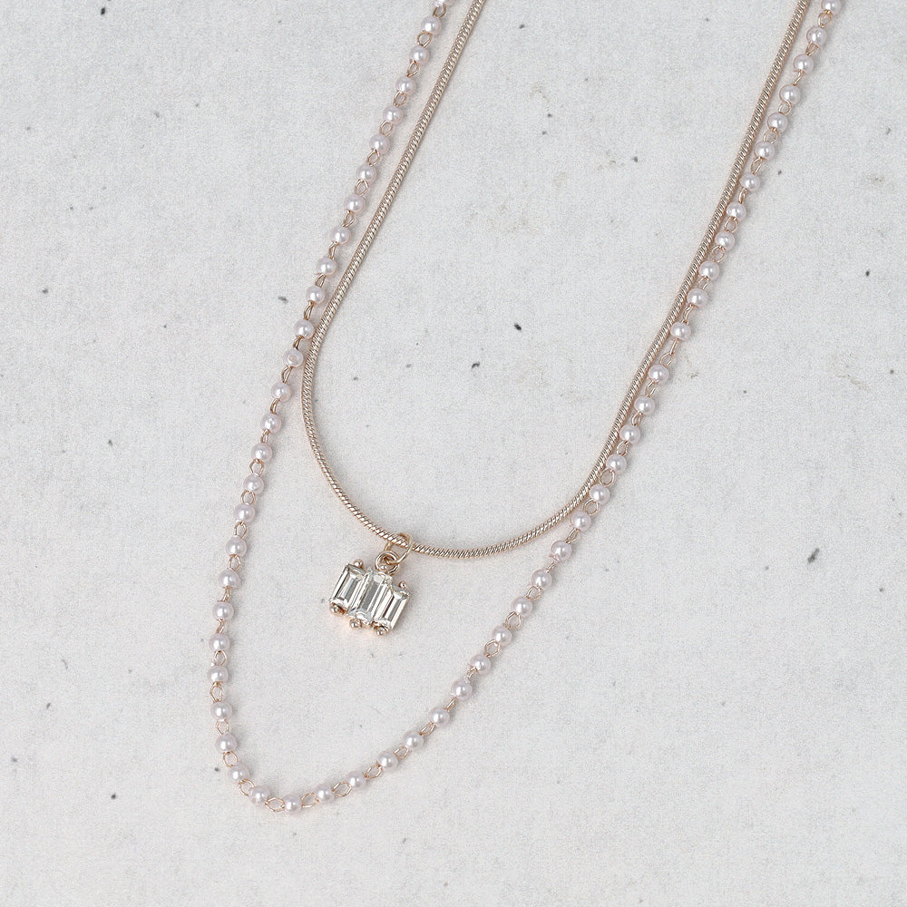 Rose Silver Double Strand Slider Necklace