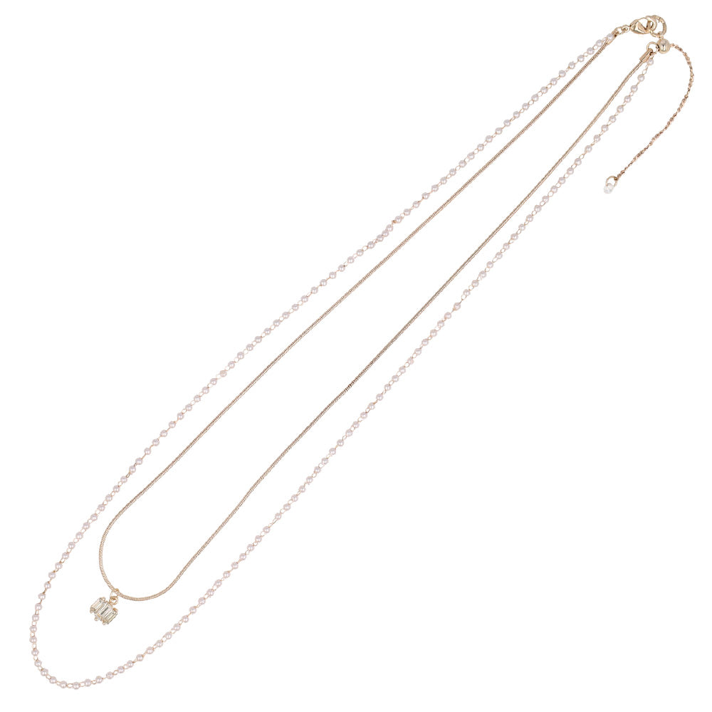 Rose Silver Double Strand Slider Necklace