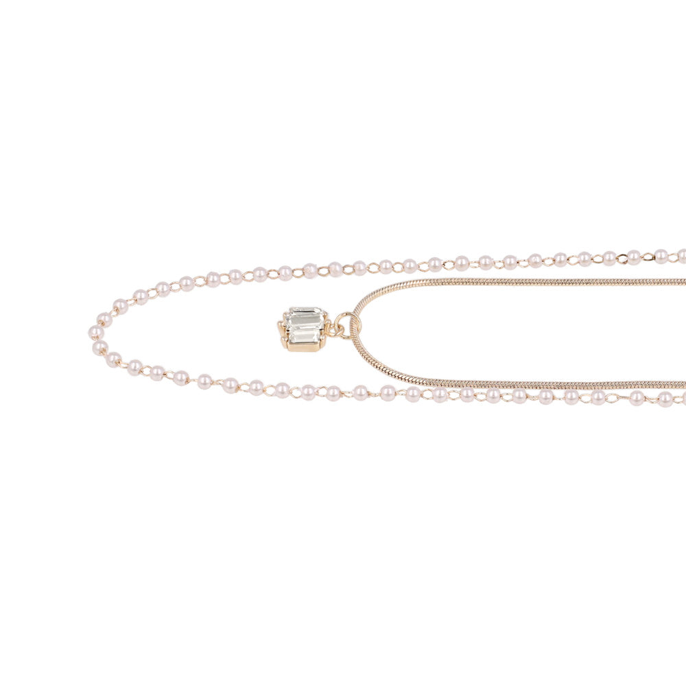 Rose Silver Double Strand Slider Necklace