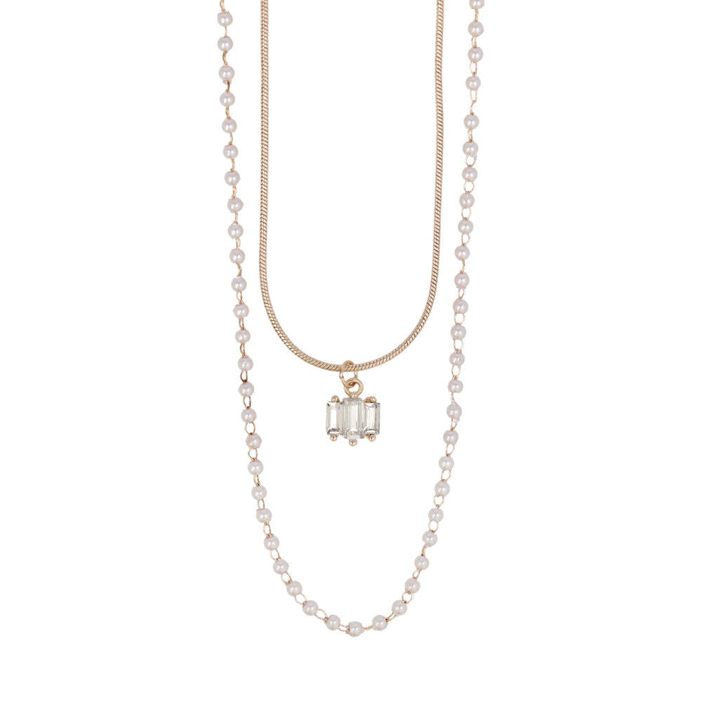 Rose Silver Double Strand Slider Necklace
