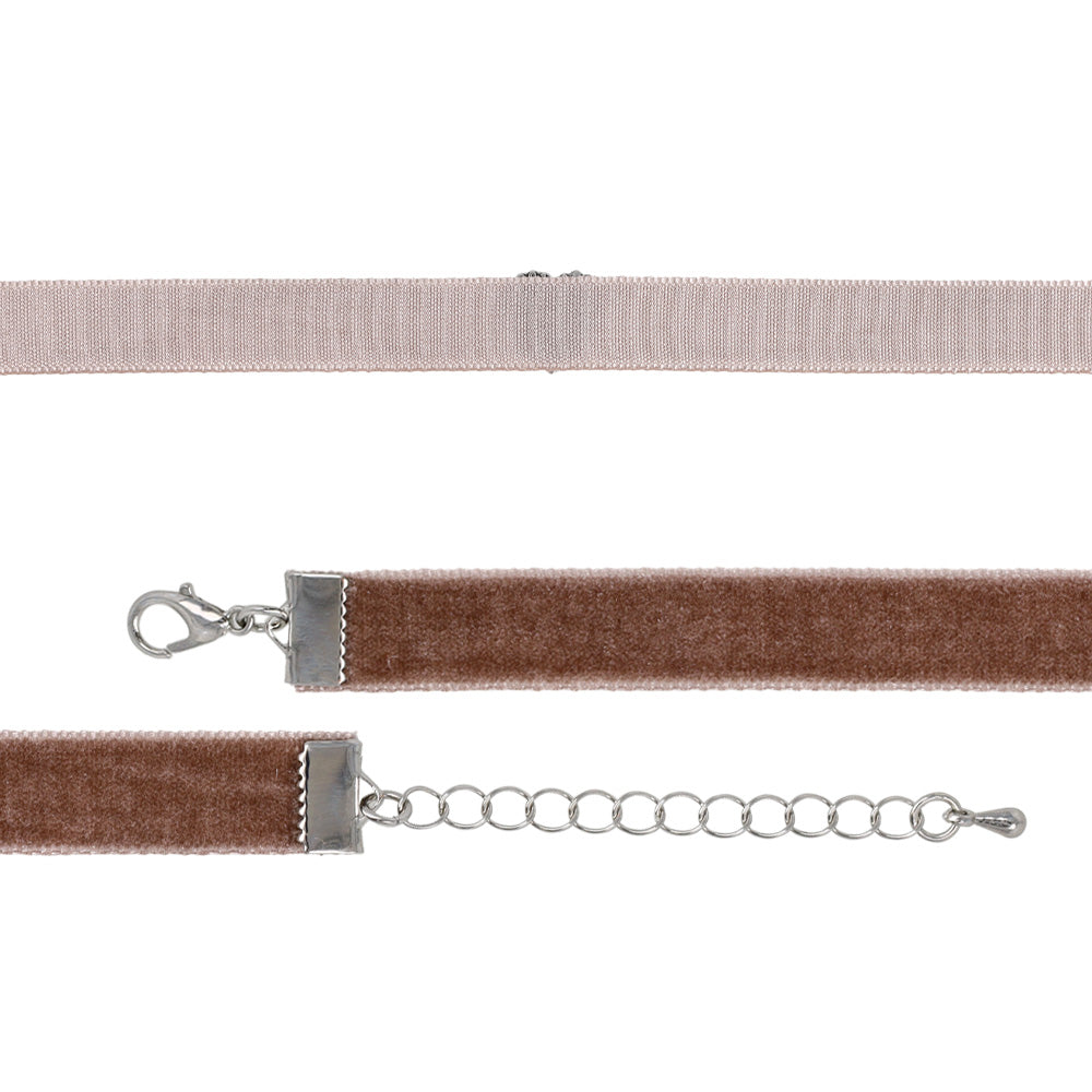 Studded Heart Velour Choker Necklace