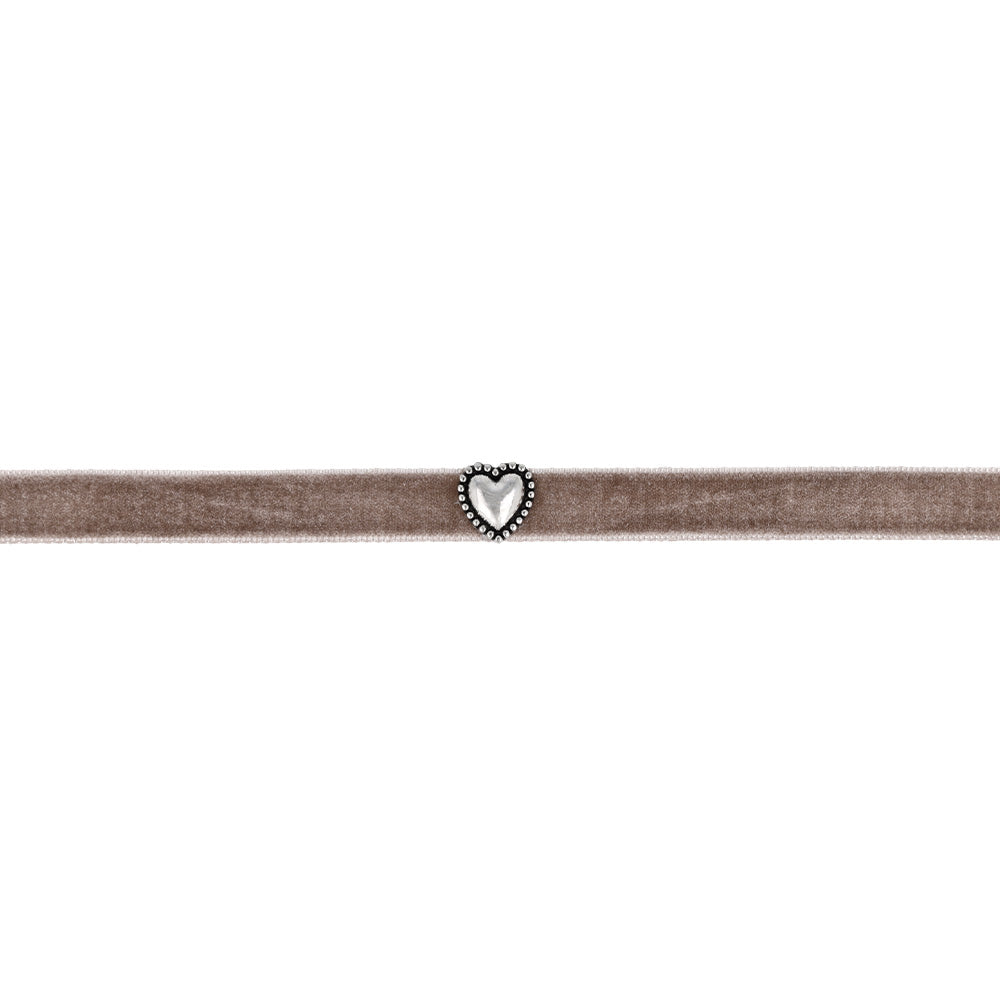 Studded Heart Velour Choker Necklace