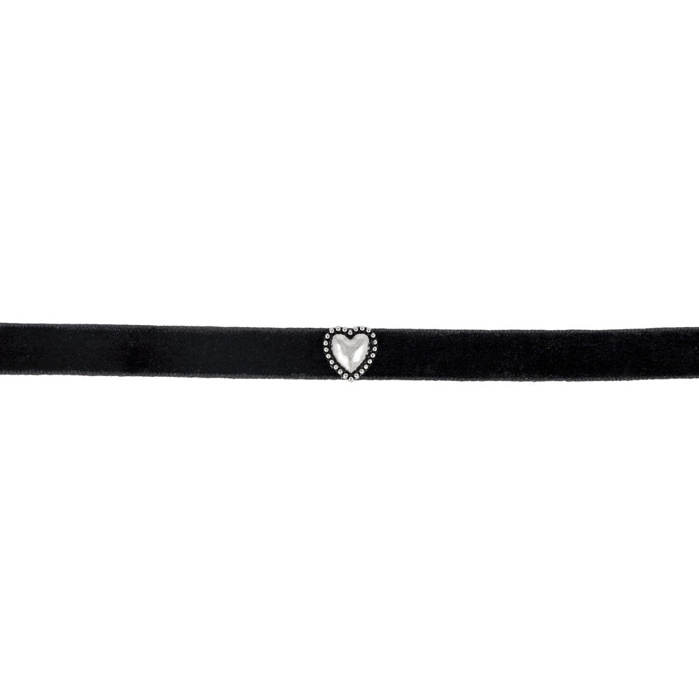 Studded Heart Velour Choker Necklace