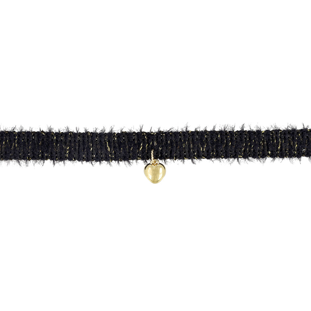 Puffed Heart Fuzzy Choker Necklace