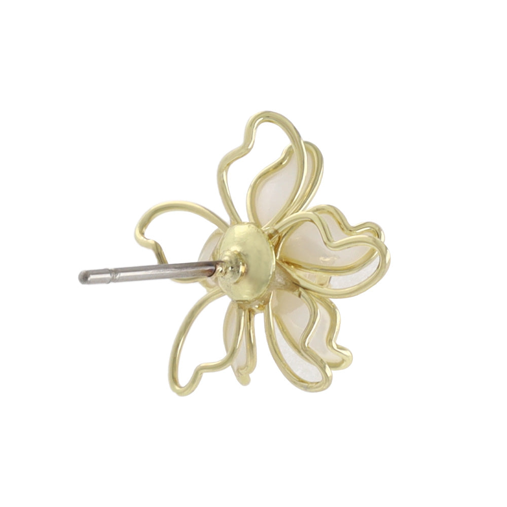 Layered Wire Flower Stud Earrings